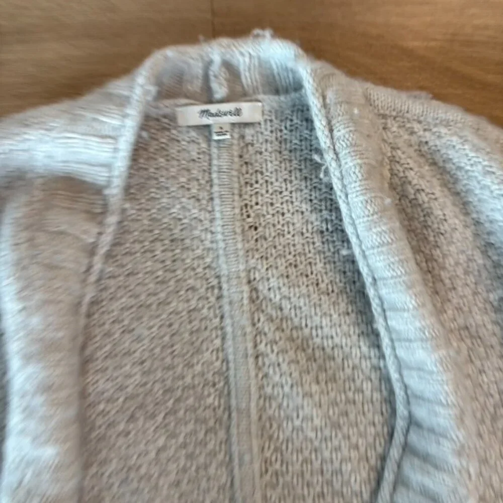 ** Madewell Gray Waller Crop Chunky Knit Button Down Cardigan Sweater Size S - Picture 5 of 6